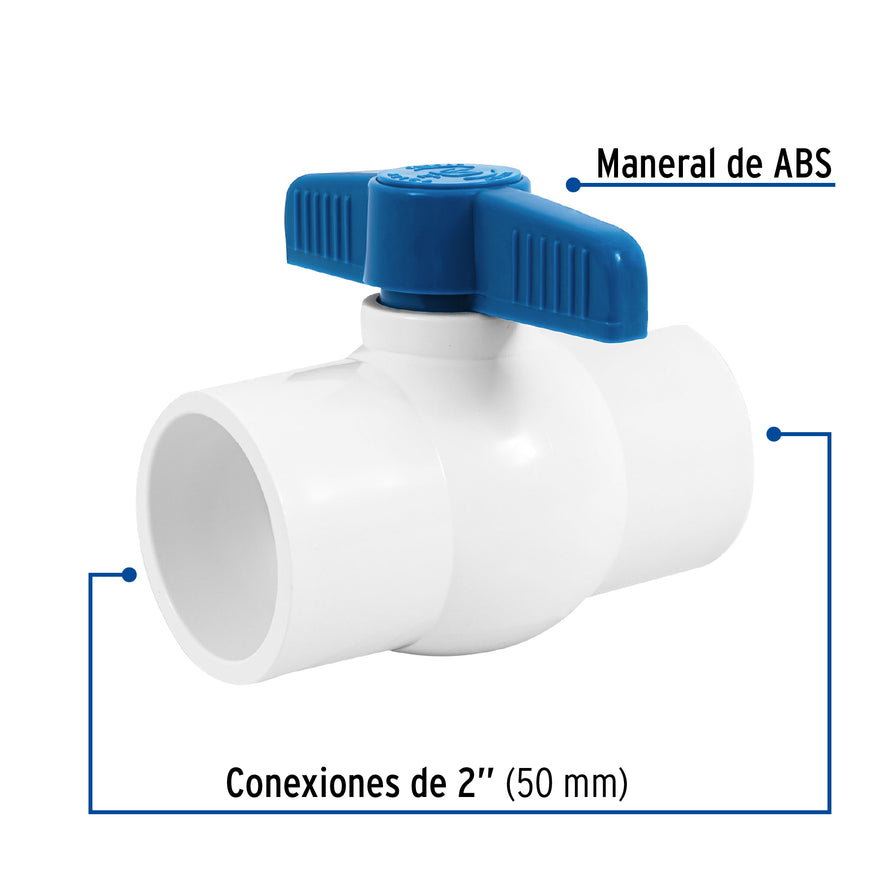 Válvula de esfera de PVC 2' para cementar, Foset Caja con 4, 49161