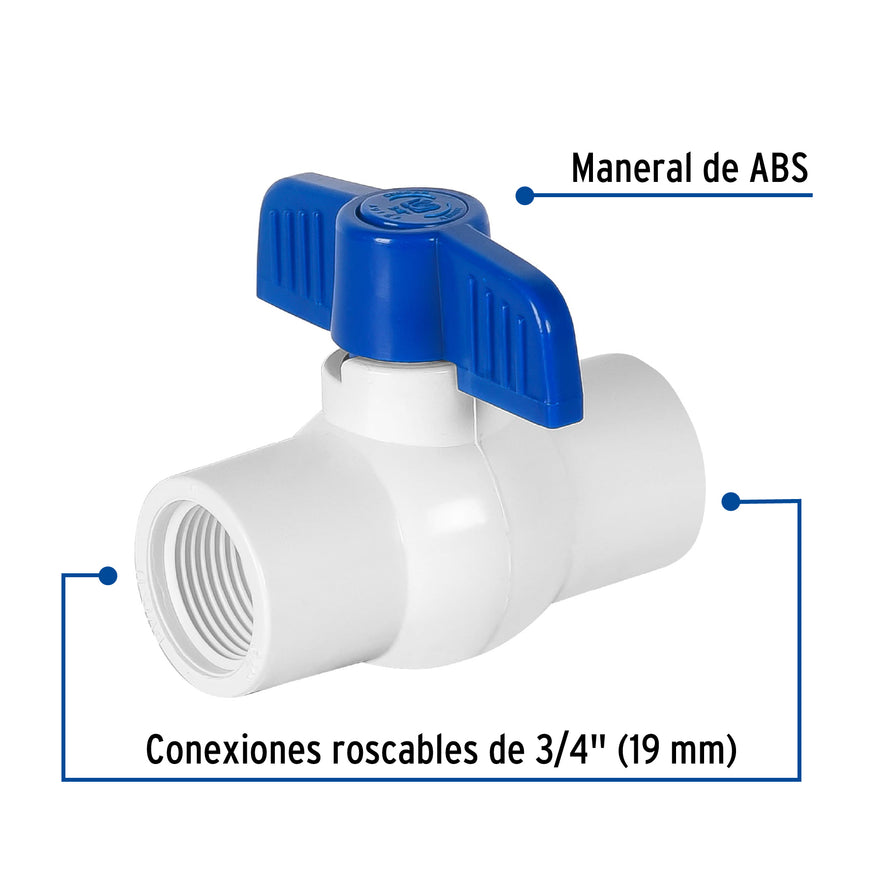 Válvula esfera de PVC 3/4' roscable, Foset Caja con 4, 49151