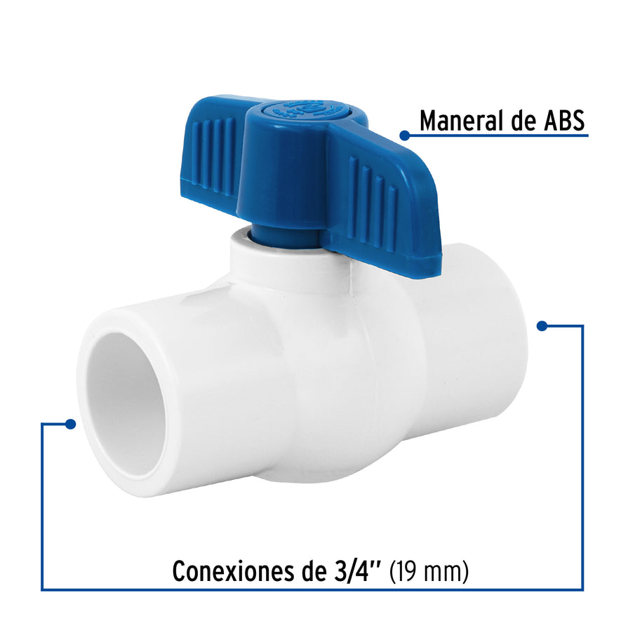 Válvula de esfera de PVC 3/4' para cementar, Foset Caja con 4, 49157