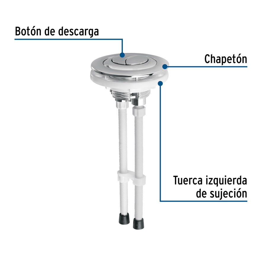 Botón superior universal p/válvula dual para WC, FOSET Caja con 6, 48358