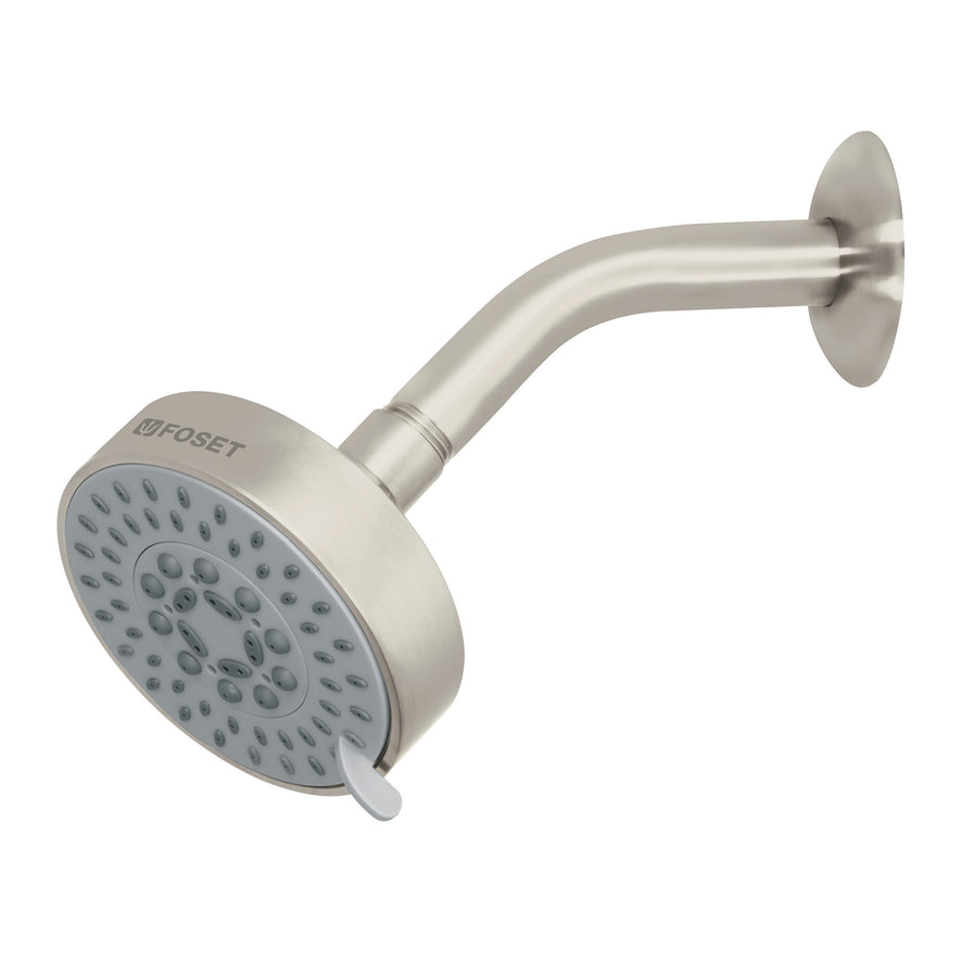 Regadera satín 4'con 5 funciones, con brazo, Foset Element, 45168