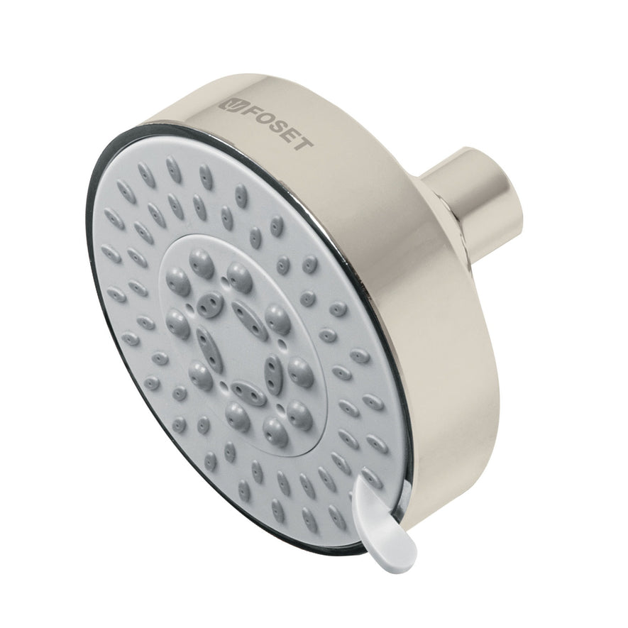 Regadera satín 4'con 5 funciones, sin brazo, Foset Element Caja con 2, 45170