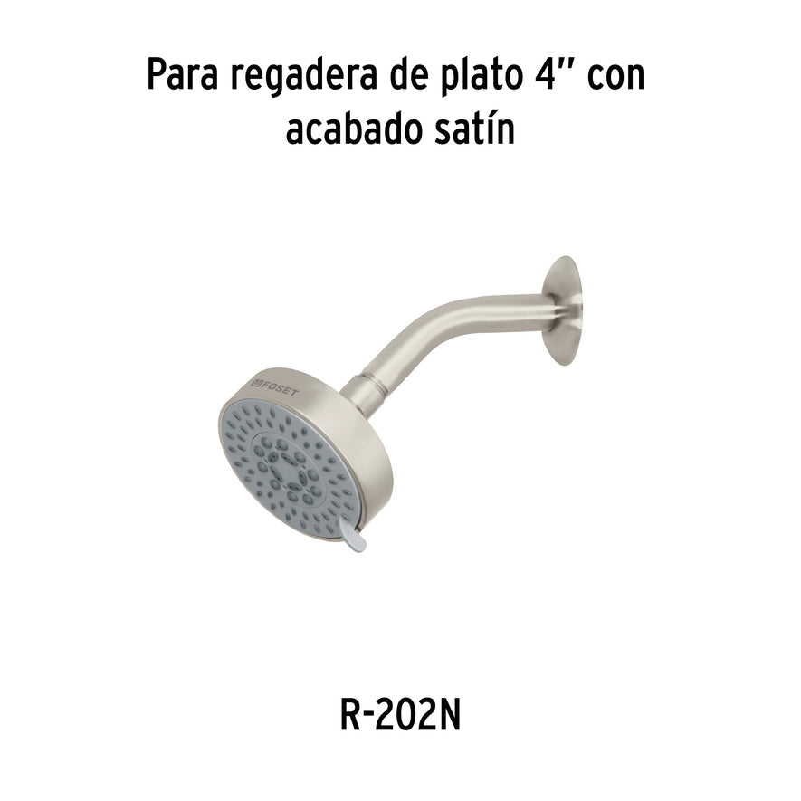 Regadera satín 4'con 5 funciones, sin brazo, Foset Element Caja con 2, 45170