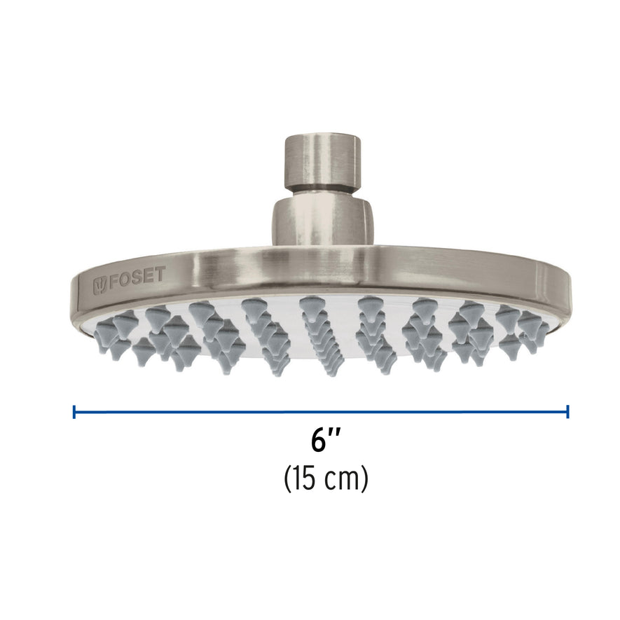 Regadera satín 6' plato redondo, sin brazo, Foset Element, 45582