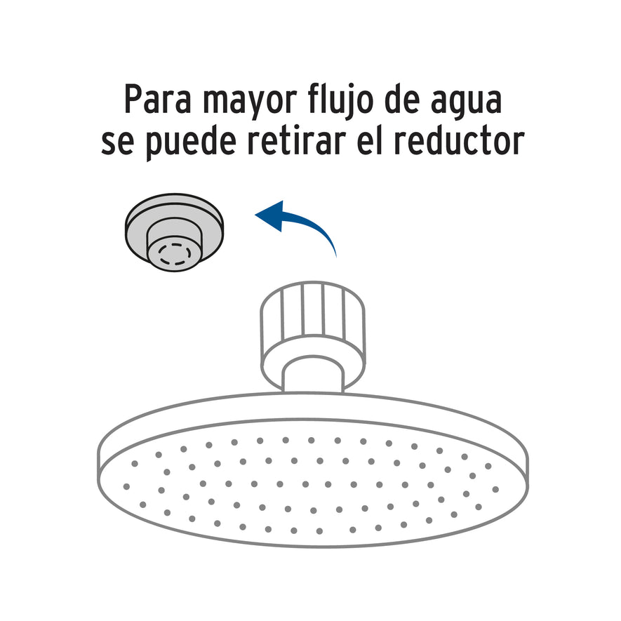 Regadera cromo 6' plato redondo, con brazo, Foset Element, 49576