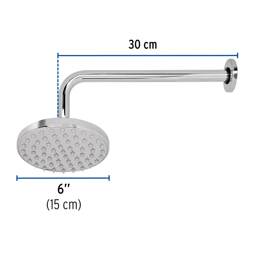 Regadera cromo 6' plato redondo, con brazo, Foset Element, 49576