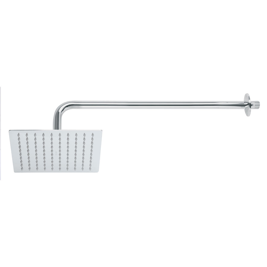 Regadera cromo 8' plato cuadrado delgado con brazo, Riviera, 45771