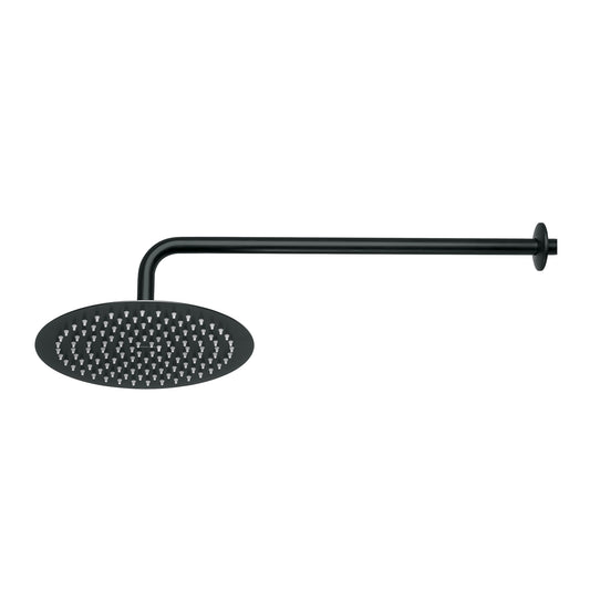 Regadera plato redondo 10' con brazo, negro, FOSET RIVIERA, 44825