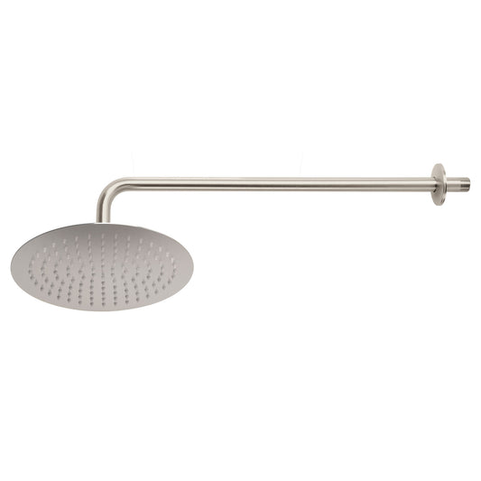 Regadera satín 10' plato redondo delgado con brazo, Riviera, 45078