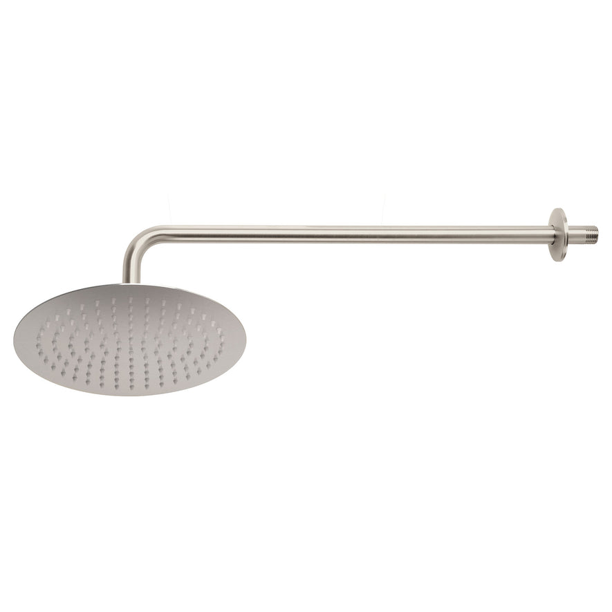 Regadera satín 10' plato redondo delgado con brazo, Riviera, 45078