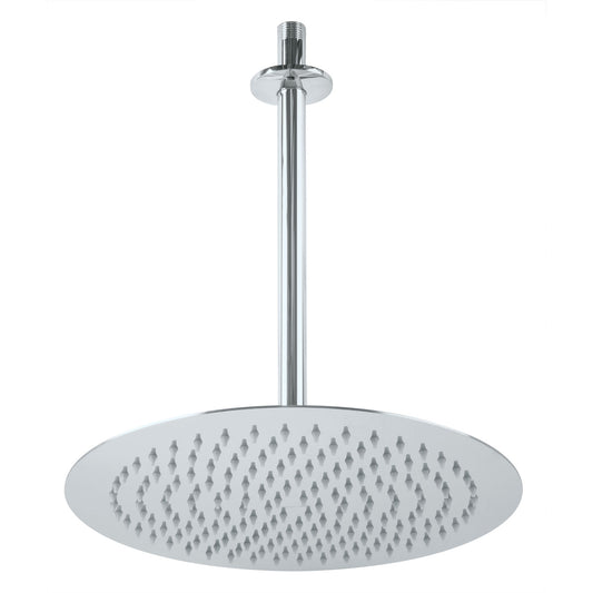 Regadera cromo 12' plato redondo delgado con brazo, Riviera, 45079