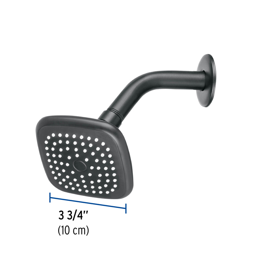 Regadera cuadrada 3-3/4' brazo y chapetón, negro, Basic Caja con 2, 48420