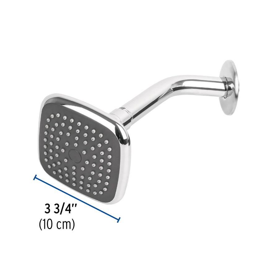 Regadera cuadrada 3-3/4' brazo y chapetón de acero, Basic Caja con 2, 45065