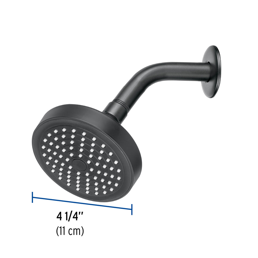 Regadera redonda 4-1/4' brazo y chapetón, negro, Basic Caja con 2, 48422