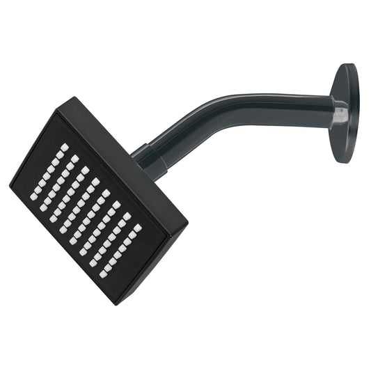 Regadera cuadrada ABS 4' acabado negro mate con brazo, Foset Caja con 4, 46744