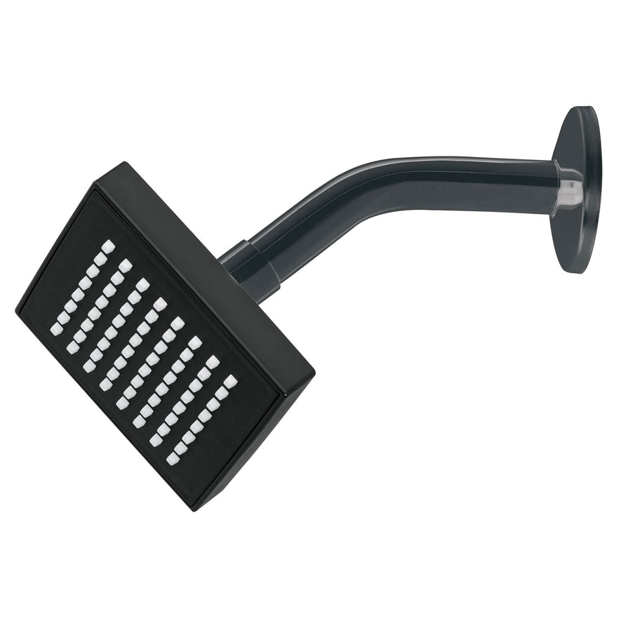 Regadera cuadrada ABS 4' acabado negro mate con brazo, Foset Caja con 4, 46744