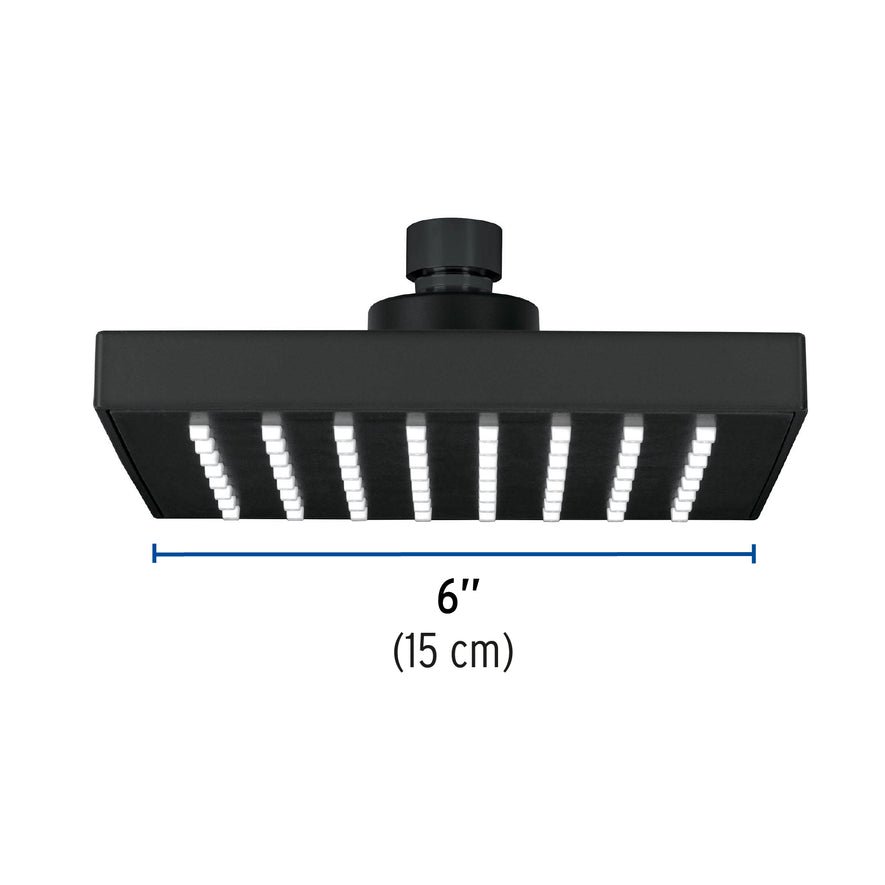 Regadera cuadrada ABS 6' acabado negro mate sin brazo, Foset Caja con 3, 46747