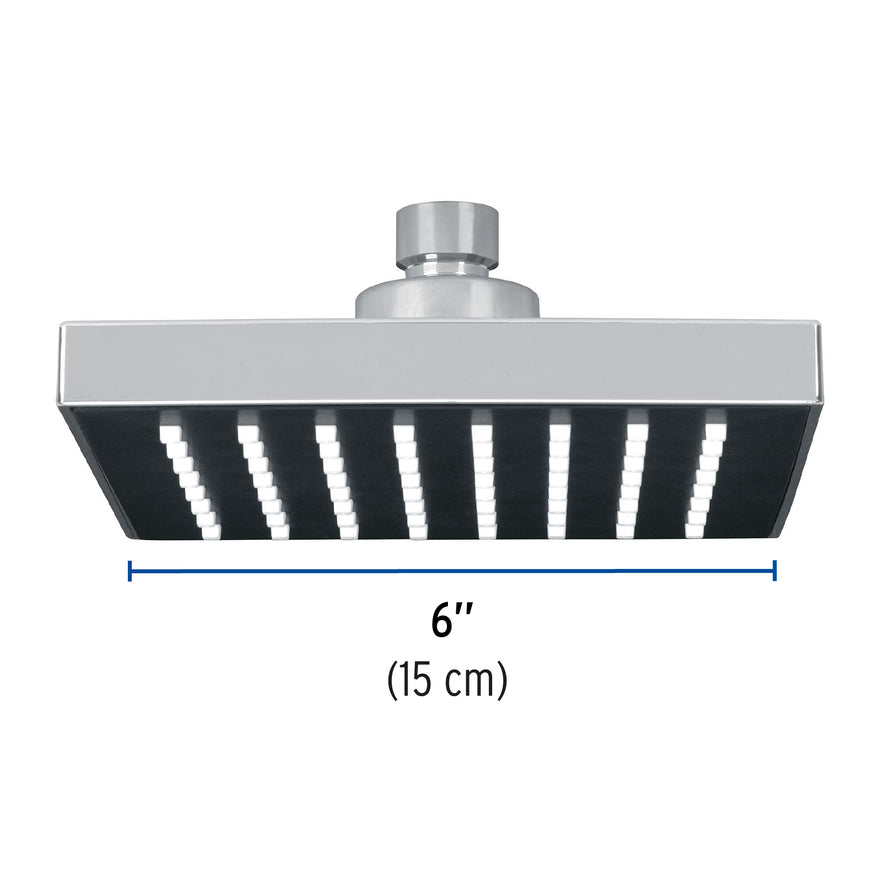 Regadera cuadrada ABS 6' acabado cromo sin brazo, Foset Caja con 3, 46735