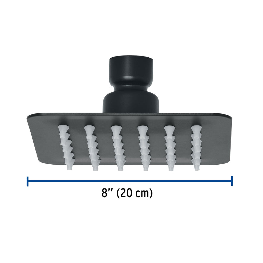Regadera cuadrada 4', acero inox, sin brazo, negro, Tubig Caja con 2, 47747