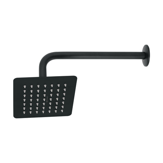 Regadera cuadrada 6', acero inox, con brazo, negro, Túbig Caja con 2, 47748
