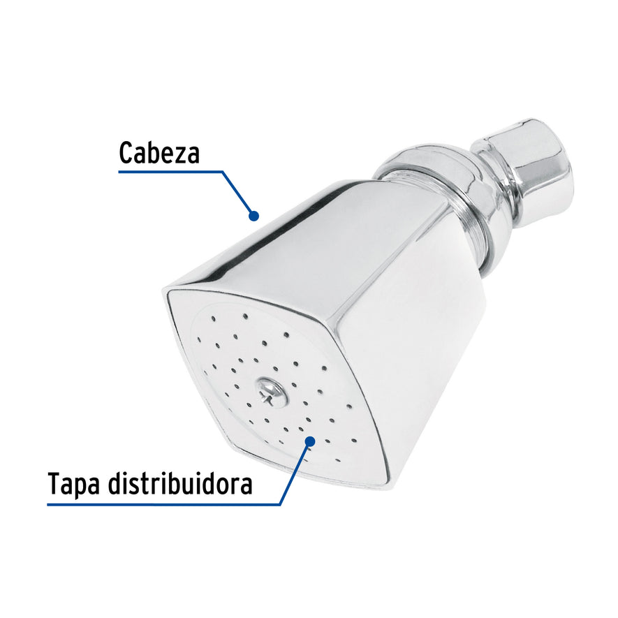 Regadera cuadrada metálica 2' sin brazo, Foset Aqua Caja con 2, 44494