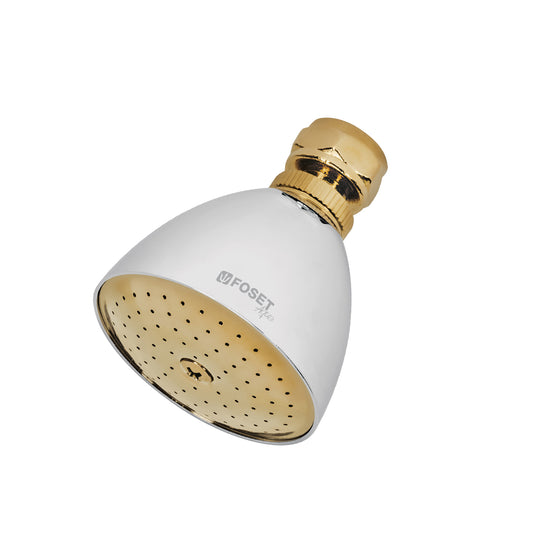 Regadera cónica 2-1/2' cromo-oro sin brazo, Foset Aqua Caja con 2, 49148