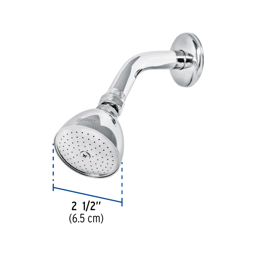 Regadera cónica 2-1/2' brazo y chapetón de acero, Foset Aqua Caja con 2, 49448