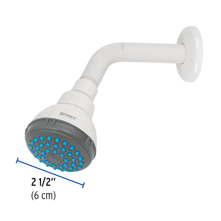 Regadera plástica redonda 2-1/2' gris-blanca, Foset Basic Caja con 2, 48293