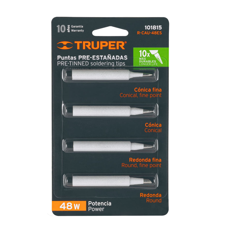 Juego de 4 puntas para cautín CAU-48ES, Truper Caja con 6, 101815