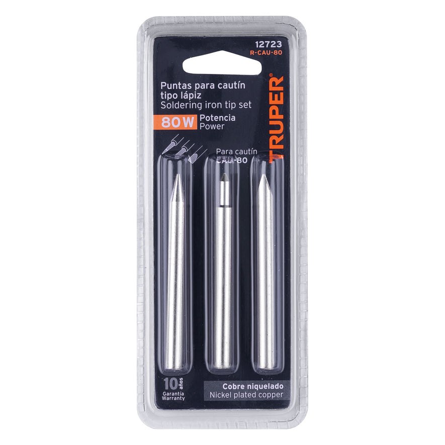 Blíster con 3 puntas de repuesto p/cautín tipo lápiz CAU-80 Caja con 6, 12723