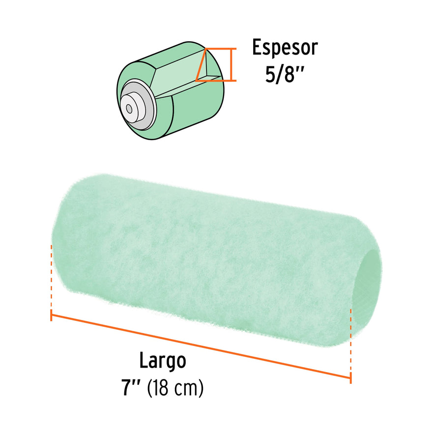 Felpa para rodillo 7' x 5/8' superficies poco rugosas Caja con 6, 13892