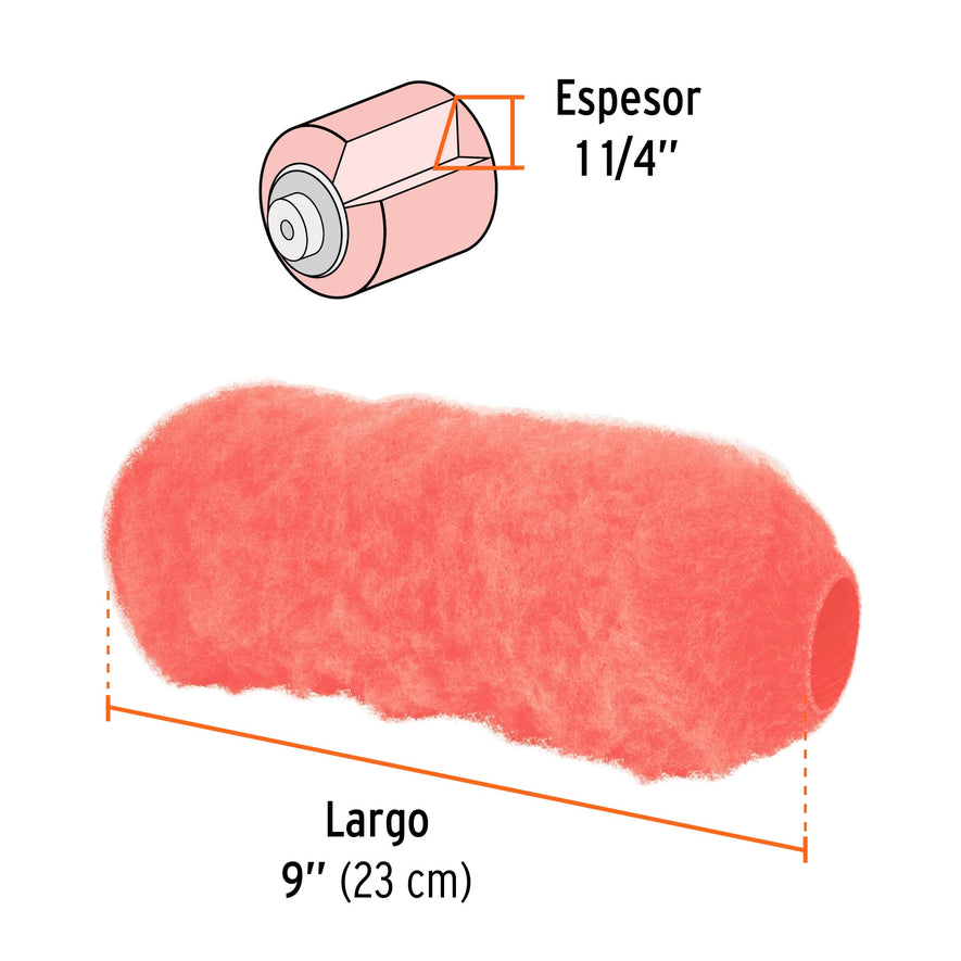 Felpa para rodillo 9' x 1-1/4' superficies extra rugosas Caja con 6, 13891