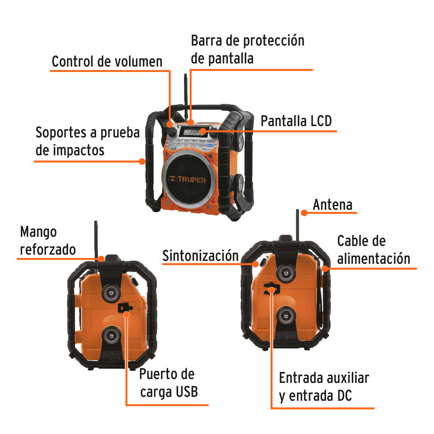 Radio digital de uso rudo, Truper, 62050
