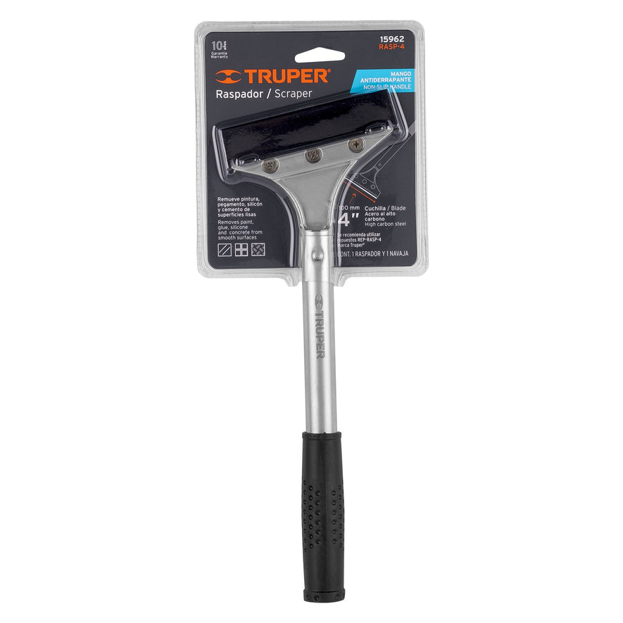 Raspador de acero con mango y cuchilla de 4', TRUPER Caja con 6, 15962