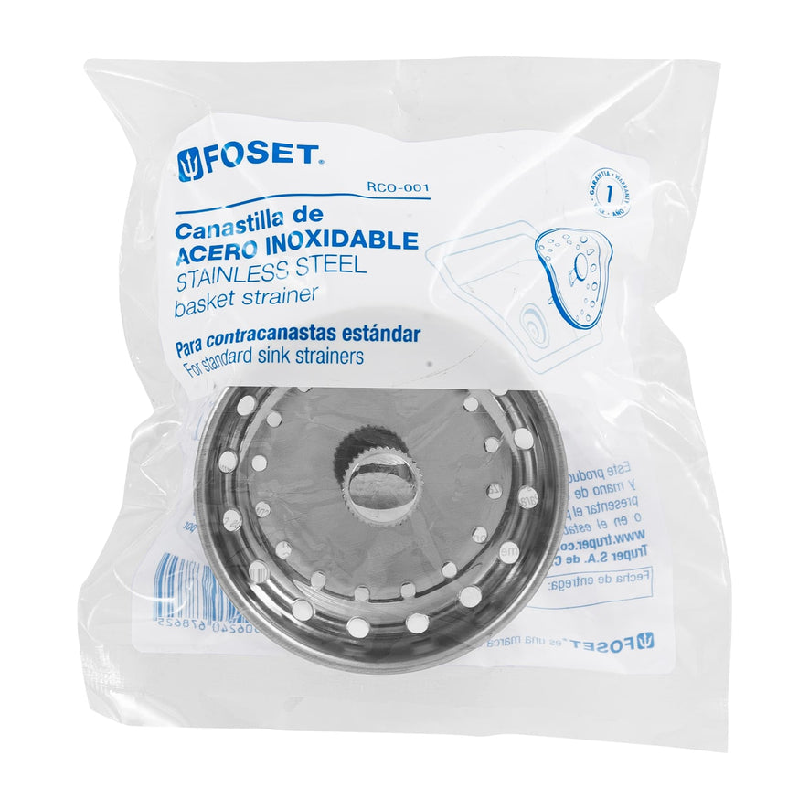 Canastilla inox para contracanasta 3-1/2', Foset Caja con 6, 48021
