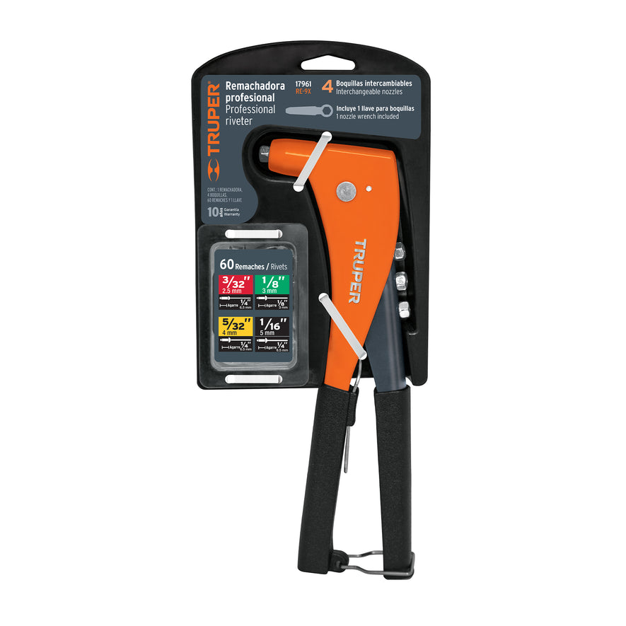Remachadora profesional 10' con remaches, Truper Caja con 4, 17961