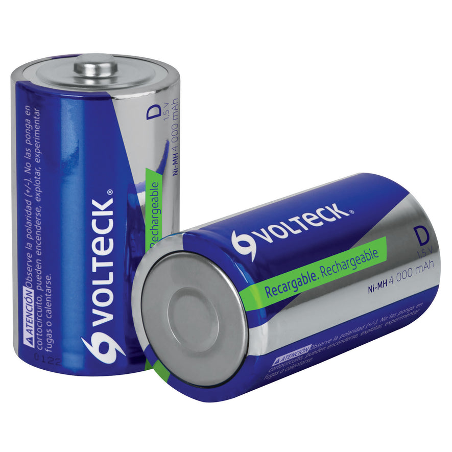 Blíster con 2 pilas recargables D larga duración, 4000 mAh Caja con 6, 47206