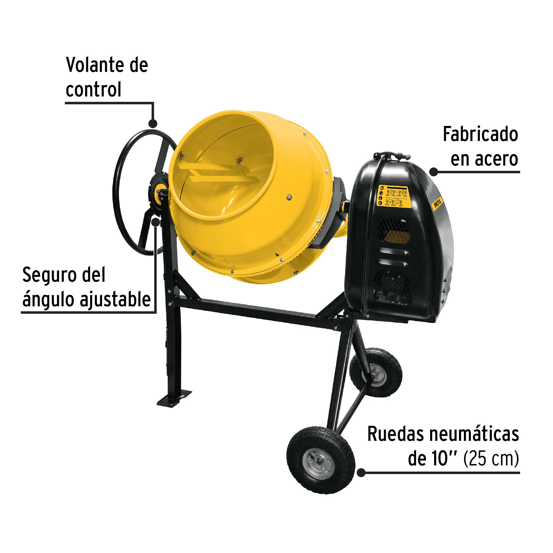 Revolvedora de cemento a gasolina 160 L, 1/2 saco, Pretul, 28147