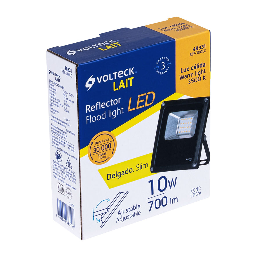 Reflector delgado de LED 10 W luz cálida, Volteck Caja con 2, 48331