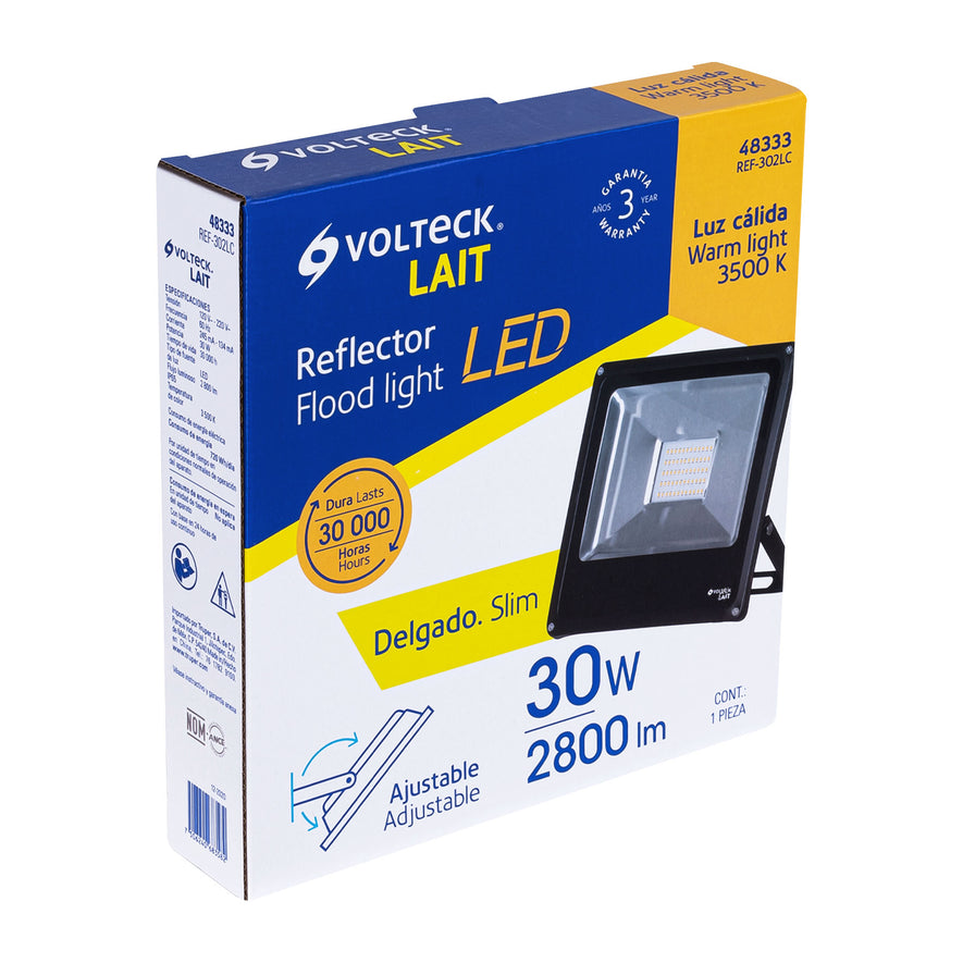 Reflector delgado de LED 30 W luz cálida, Volteck Caja con 2, 48333