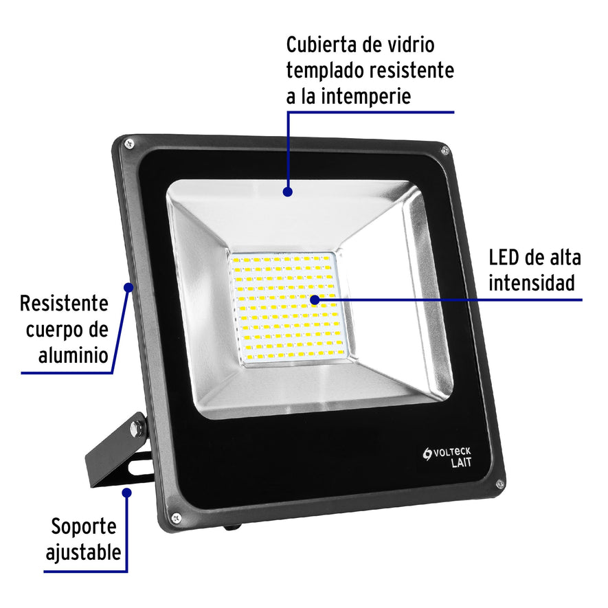 Reflector delgado de LED 50 W luz de día, Volteck, 48221
