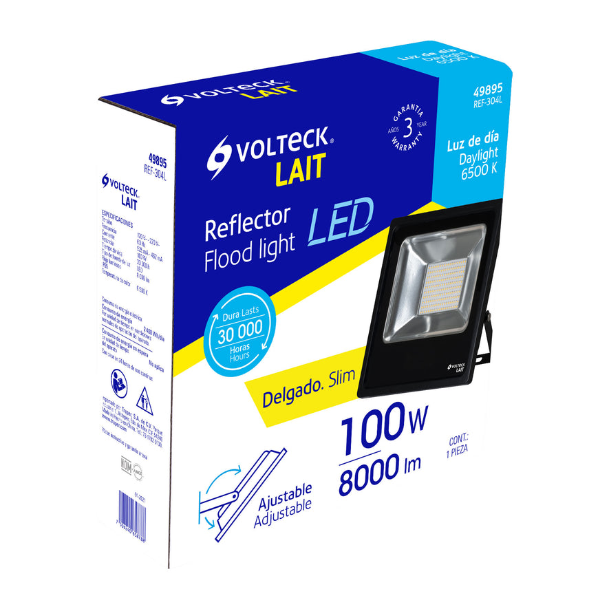 Reflector delgado de LED 100 W luz de día, Volteck, 49895