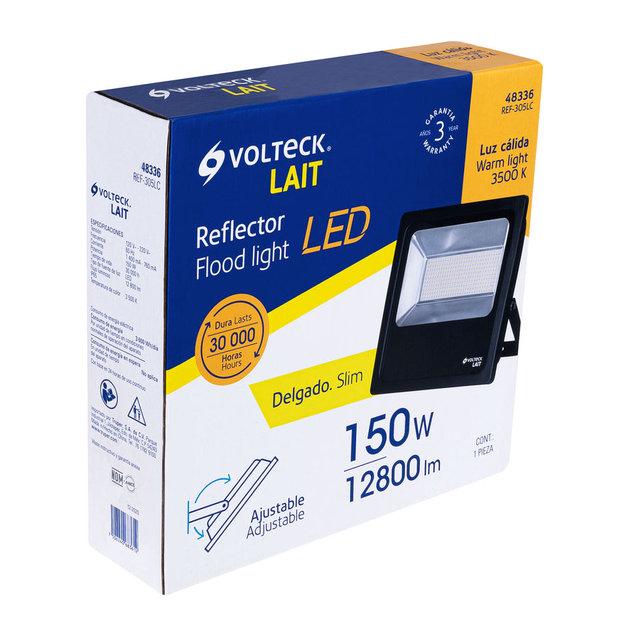 Reflector delgado de LED 150 W luz cálida, Volteck, 48336
