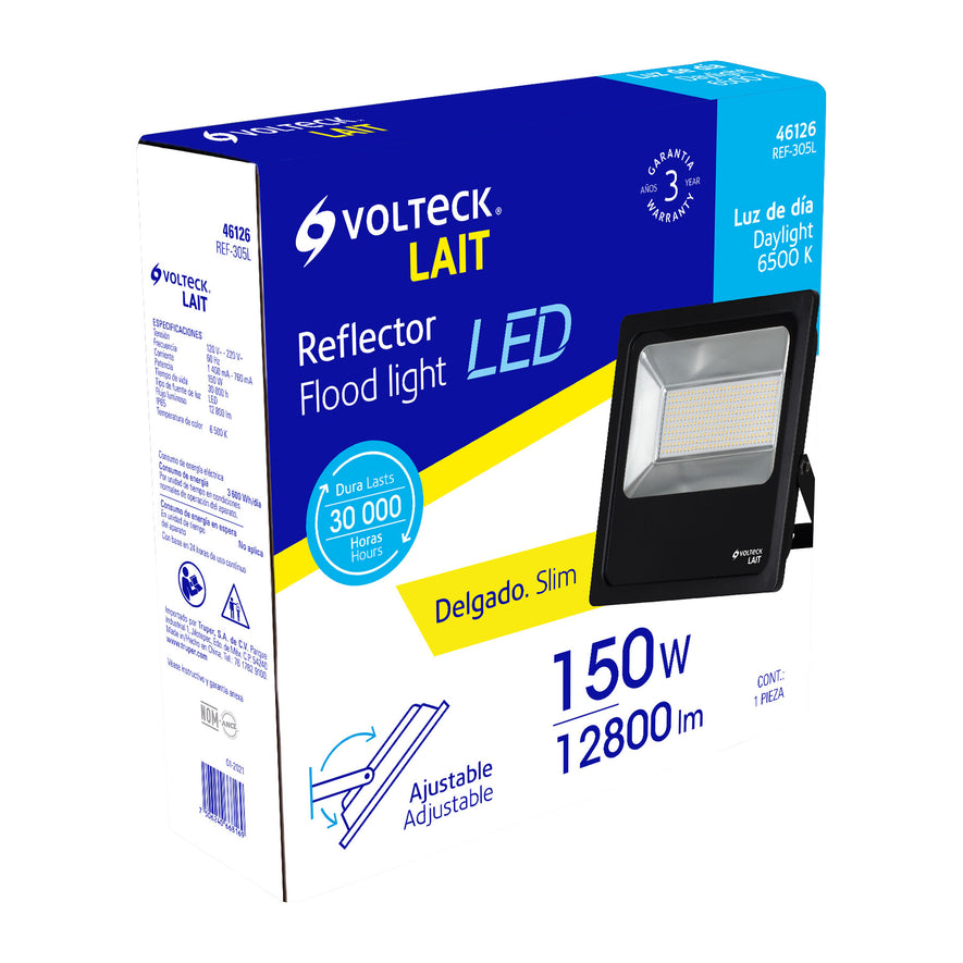Reflector delgado de LED 150 W luz de día, Volteck, 46126