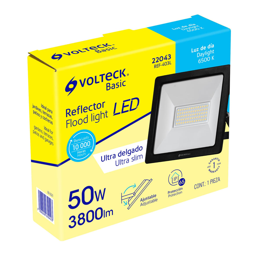Reflector ultra delgado LED 50 W luz de día, Volteck Basic Caja con 2, 22043