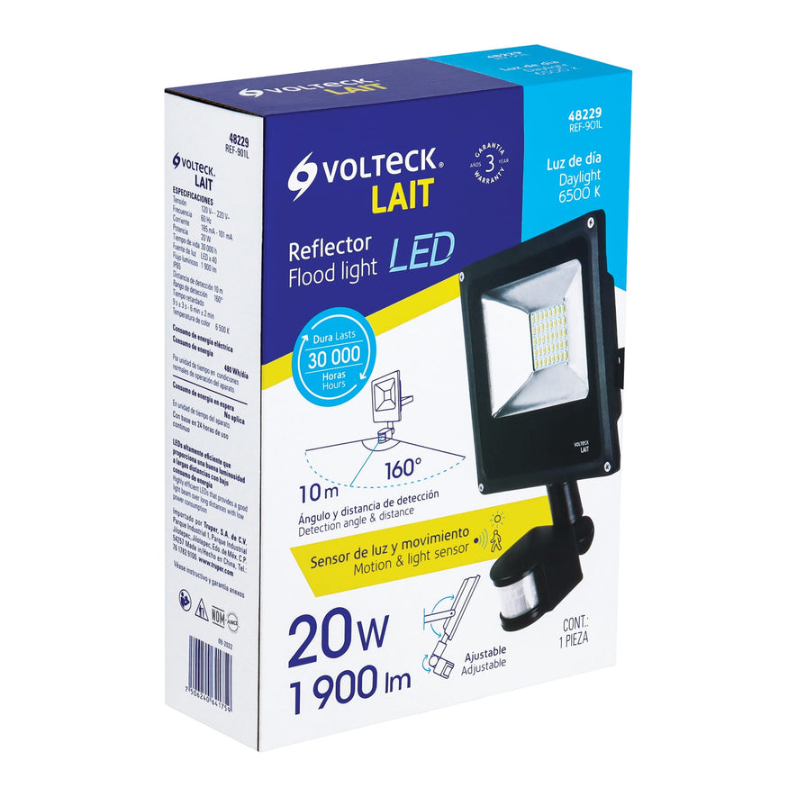 Reflector LED 20 W alta intensidad con sensor de movimiento Caja con 2, 48229
