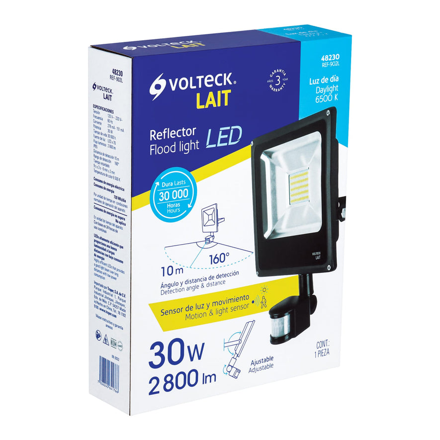 Reflector LED 30 W alta intensidad con sensor de movimiento Caja con 2, 48230
