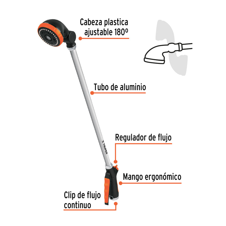 Pistola para riego tipo regadera de 32', Truper Caja con 6, 10325