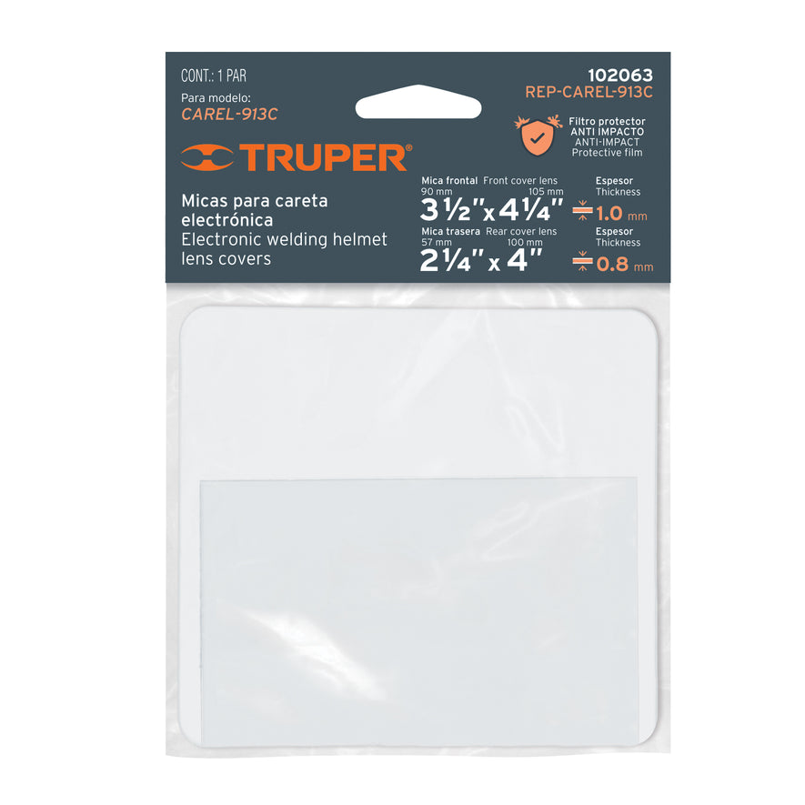 Bolsa c/2 micas para careta CAREL-913C, TRUPER Caja con 6, 102063