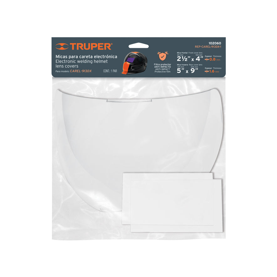 Bolsa c/2 micas para careta CAREL-913DX (2021), TRUPER Caja con 5, 102060